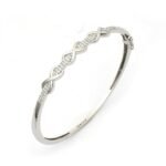 MAIRA 925 Sterling Silver Pure Rhodium plated Swiss Zirconia Studded hypoallergenic Infinity Heart Kada Bracelet Bangle Jewellery | Valentine Gift for Women | Anti Tarnish Kada